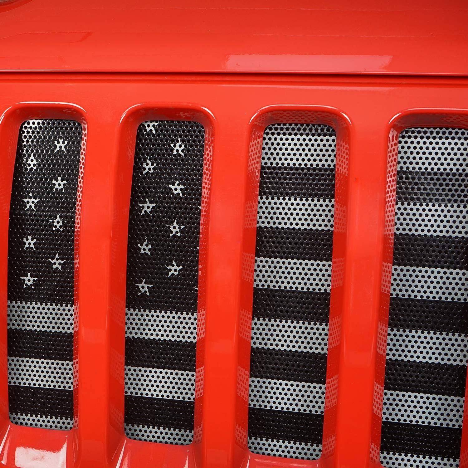 imageHooke Road Front Mesh Grill Insert for Jeep Gladiator JTJeep Wrangler JL 2018 2019 2020 2021 2022 2023 2024 2025  Faded White ampamp Black US Flag