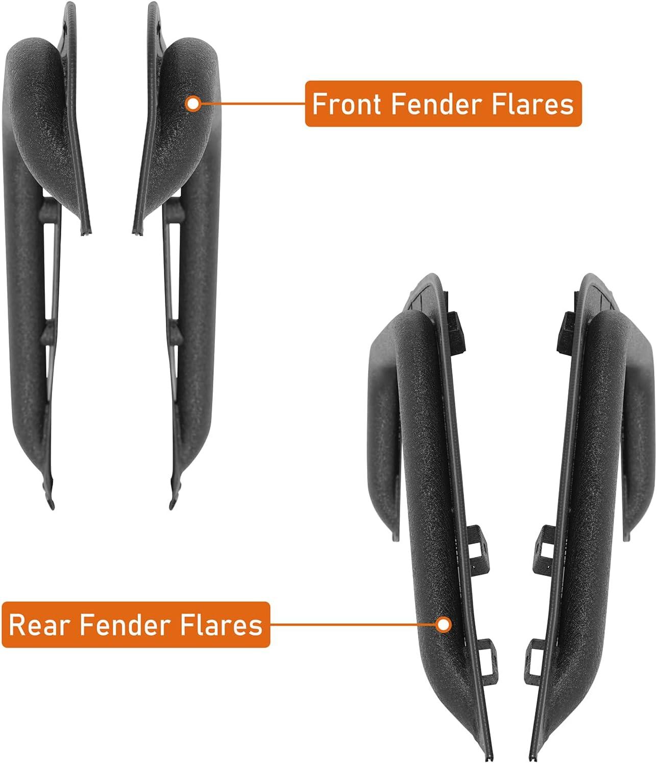 imageHooke Road JK Fender Flare Kit High Clearance Tube Fenders for 20072018 Jeep Wrangler JK JKU 24 Doors 4 PCS Set Front and Rear Wheel Well Liner Trim