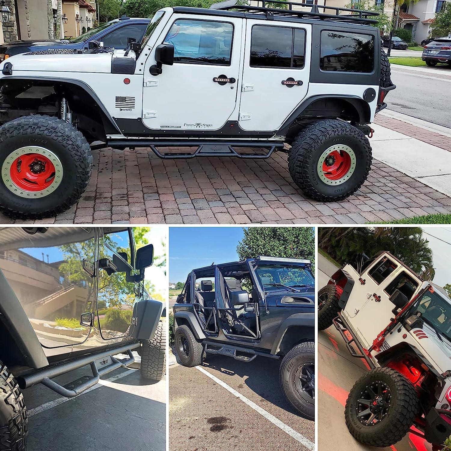 imageHooke Road Wrangler JK Running Boards 4 Door Side Steps Nerf Bars for 20072018 Jeep Wrangler JK Unlimited 4 Doors Only