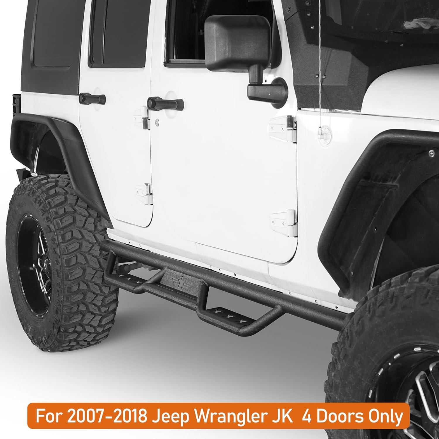 imageHooke Road Wrangler JK Running Boards 4 Door Side Steps Nerf Bars for 20072018 Jeep Wrangler JK Unlimited 4 Doors Only
