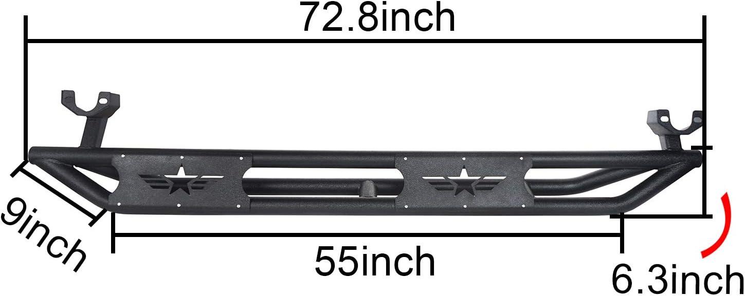 imageHooke Road Wrangler JK Running Boards 4 Door Tube Side Steps Nerf Bar for 20072018 Jeep Wrangler JK Unlimited 4 Doors Only Textured Black Heavy Duty