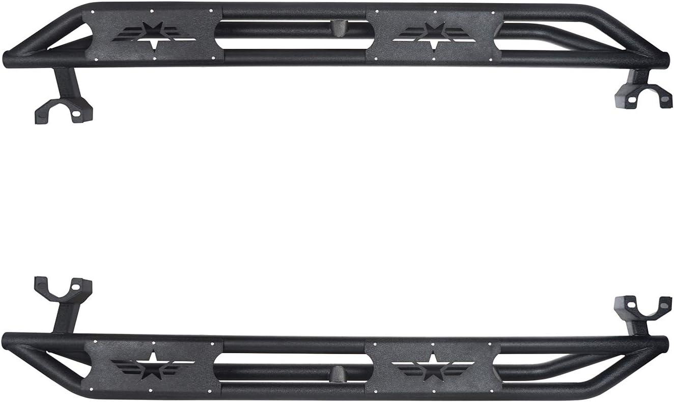 imageHooke Road Wrangler JK Running Boards 4 Door Tube Side Steps Nerf Bar for 20072018 Jeep Wrangler JK Unlimited 4 Doors Only Textured Black Heavy Duty