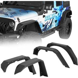 imageHooke Road Enhanced Flat Fender Flares Front ampamp Rear Wheel Fenders for 20072018 Jeep Wrangler JK 24 Doors