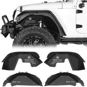 imageHooke Road JK Aluminum Front Rear Inner Fender Liners for 20072018 Jeep Wrangler JK 24 Doors Splash Mud Guard Wheel Well Liner Covers  4PCS Set