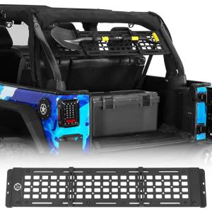 imageHooke Road JK Overhead MOLLE Panel Roll Bar Storage Rack for 20072018 Jeep Wrangler JKU 4Door Hardtop Rear Trunk Cargo Organizer
