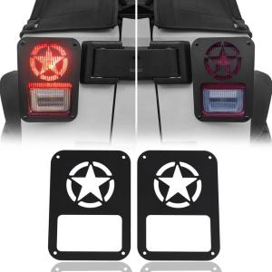 imageHooke Road JK Wrangler Tail Light Guard Five Star Taillight Cover for 20072018 Wrangler JK ampamp Wrangler Unlimited  Pair