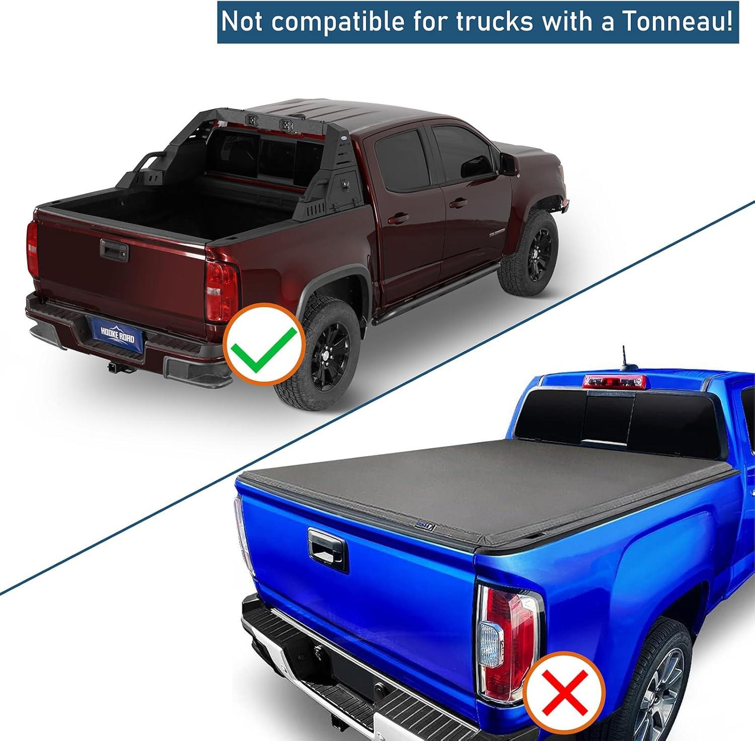 imageHooke Road MidSize Truck Sport Roll Bar Adjustable Chase Rack Universal for Toyota Tacoma Chevrolet Colorado Ford Ranger GMC Canyon