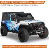 imageHooke Road JL Gladiator Stubby Front Bumper wStinger Bull Bar for 20182026 Jeep Wrangler JL amp Gladiator JT 24 Doors Heavy Duty Steel Bumper with LED Lights amp Winch Plate