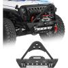 imageHooke Road JL Gladiator Stubby Front Bumper wStinger Bull Bar for 20182026 Jeep Wrangler JL amp Gladiator JT 24 Doors Heavy Duty Steel Bumper with LED Lights amp Winch Plate