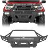 imageHooke Road Tacoma Front Bumper Bull Bar for Toyota Tacoma 2nd Gen 2012 2013 2014 2015 FullWidth Steel OffRoad Bumper with 12000lb Winch Plate 4 LED Lights amp Skid Plate