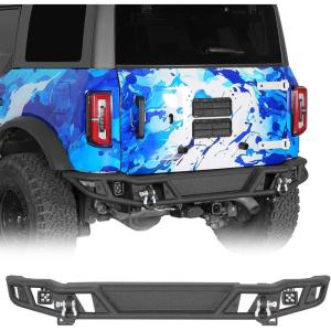 imageHooke Road Bronco Tubular Rear Bumper for 20212026 Ford BroncoNot for Raptor  Heavy Duty Steel Back Bumper with LED Lights Sensor Holes Drings