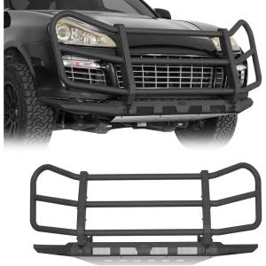 imageHooke Road Cayenne 955 Front Bumper Brush Grille Guard for 20032010 Porsche Cayenne 955 957 Steel Bumper with Push Bull Bar Skid Plate DRing Mounts