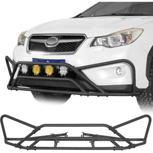 imageHooke Road Crosstrek Tubular Front Bumper Bull Bar Rally Light Bar for 20132017 Subaru XV Crosstrek Sturdy Steel Bumper with 4 Light Mounting Tabs  NoDrill Installation