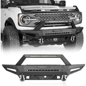 imageHooke Road Discovery Front Bumper for Ford Bronco 20212026 24 Doors Exclude Bronco Sport amp Raptor Offroad Bumper with Winch Plate Drings Bull Bar