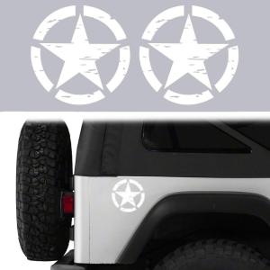 imageHooke Road Star Bumper Sticker Body Truck Cars Decals Decoration for Jeep Wrangler YJ TJ JK JL Gladiator Tundra Tacoma F150 RAM Pickup Trucks All Cars  White 63inches