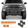 imageHooke Road 1215 Tacoma Full Width Front Bumper wTube Grille Guard for 20122015 Toyota Tacoma 2nd Gen Sturdy Steel Offroad Bumper with Winch Plate LED Lights Dring Mounts