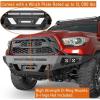 imageHooke Road Tacoma Front Winch Bumper for Toyota Tacoma 3rd Gen 2016 2017 2018 2019 2020 2021 2022 2023 Full Width Offroad Steel Bumper wSkid Plate amp 72W Light Bar
