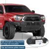 imageHooke Road Tacoma Front and Rear Bumper Set for Toyota Tacoma 2012 2013 2014 2015 Rock Crawler Steel Offroad Bumpers with Recovery Mounts Bright LED Lights amp Skid Plate