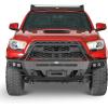 imageHooke Road Tacoma Front and Rear Bumper Set wWinch Plate amp LED Lights for 2016 2017 2018 2019 2020 2021 2022 2023 Toyota Tacoma 3rd Gen Black Steel Step Bumper