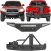 imageHooke Road Tacoma Front Bumper amp Rear Bumper wTire Carrier Combo Compatible with Toyota Tacoma 20052011 2nd Gen Pickup Truck Textured Black Steel