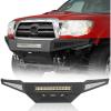 imageHooke Road Tacoma Full Width Front Bumper for Toyota Tacoma 20052011 2nd Gen Pickup TrucksHeavyDuty Steel Bumper wSkid Plate LED Light Bar amp Drings