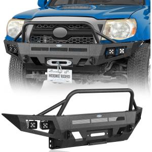 imageHooke Road 2011 Tacoma Front Bumper Compatible with 20052011 Toyota Tacoma 2nd Gen Offroad Steel Front Bumper wWinch Plate amp Skid Plate