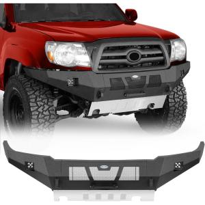 imageHooke Road 2nd Gen Tacoma Full Width Front Bumper wSkid Plate amp License Plate Mount Compatible with 20052011 Toyota Tacoma Pickup Truck Grizzly Series Steel Bumper
