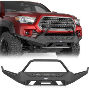 imageHooke Road Tacoma Front Bumper Compatible with Toyota Tacoma 3rd Gen 2016 2017 2018 2019 2020 2021 2022 2023 Explorer Rock Crawler Steel Bumper wWinch Plate Skid Plate amp Bull Bar