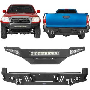 imageHooke Road Tacoma Front Bumper wSkid Plate  Rear Bumper wSensor Holes for Toyota Tacoma 20052011 2nd Gen Pickup Truck