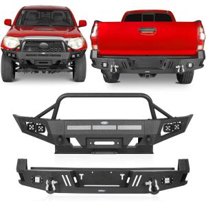 imageHooke Road Tacoma Front Bumper wWinch Plate  Rear Bumper wDring Mounts Compatible with Toyota Tacoma 20052011 2nd Gen Pickup Truck