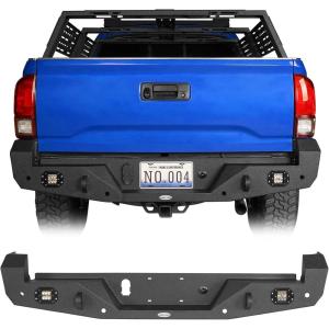 imageHooke Road Tacoma Rear Bumper for 20162023 Toyota Tacoma 3rd Gen Pickup Trucks OffRoad Steel Back Bumper with Dring Mounts amp LED Lights
