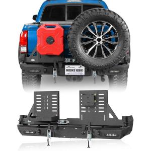 imageHooke Road Tacoma Rear Bumper wDual Swing Out Arms Compatible with 20162023 Toyota Tacoma 3rd Gen Offroad Steel Back Bumper wTire Carrier Jerry Can Holder amp Dring Mounts
