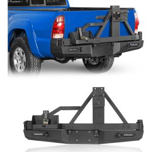 imageHooke Road Tacoma Rear Bumper wSwing Out Tire Carrier for 20052015 Toyota Tacoma 2nd Gen Heavy Duty Steel Bumper amp 53Gallon Jerry Can Holder Mount
