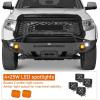 imageHooke Road Tundra Front Bumper wWinch Plate for 20142021 Toyota Tundra Regular Cab Double Cab CrewMax Offroad Steel Bumper with Brush Guard Bull Bar Skid Plate LED Lights