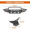 imageHooke Road Tundra Front Bumper wWinch Plate for 20142021 Toyota Tundra Regular Cab Double Cab CrewMax Offroad Steel Bumper with Brush Guard Bull Bar Skid Plate LED Lights