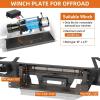 imageHooke Road Tundra Front Bumper wWinch Plate for 20142021 Toyota Tundra Regular Cab Double Cab CrewMax Offroad Steel Bumper with Brush Guard Bull Bar Skid Plate LED Lights