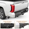 imageHooke Road Tundra Rear Bumper for Toyota Tundra 2022 2023 2024 2025 2026 Pickup Truck MidWidth Solid Steel Bumper with LED Lights Sensor Holes Dring Mounts No Drill Installation