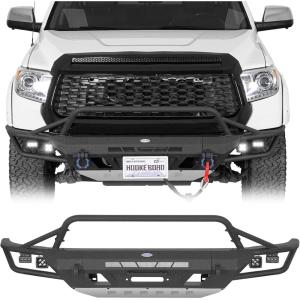 imageHooke Road Tundra Front Bumper Guard wTube Bull Bar for 20142021 Toyota Tundra  Offroad Heavy Duty Steel Bumper with Winch Plate LED Lights DRing Mounts