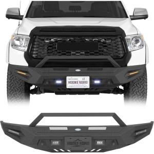 imageHooke Road Tundra Front Bumper wBull Bar for 20142021 Toyota Tundra  Heavy Duty Steel Offroad Bumper with Turn Signal Lights Sensor Holes amp Dring Mounts