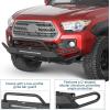 imageHooke Road 1623 Tacoma Stubby Front Bumper with 72W LED Spotlight Bar for 20162023 Toyota Tacoma 3rd Gen Steel OffRoad Bumper Bull Bar with Recovery Mounts amp Tubular Grille Guard