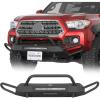 imageHooke Road 1623 Tacoma Stubby Front Bumper with 72W LED Spotlight Bar for 20162023 Toyota Tacoma 3rd Gen Steel OffRoad Bumper Bull Bar with Recovery Mounts amp Tubular Grille Guard