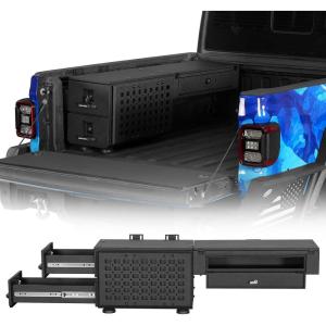 imageHooke Road Truck Bed Wheel Well Tool Box and Drawer System wMOLLE Panel for Jeep Gladiator JT Toyota Tacoma Chevy Colorado amp GMC Canyon 52 Bed Waterproof Steel Storage Box with Lock Keys