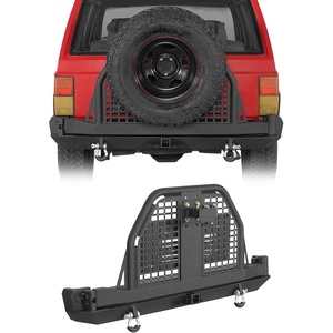 image:imageHooke Road XJ Rear Bumper Swing Out Tire Carrier for 19842001 Jeep Cherokee XJ Offroad Steel Bumper with Camping Tailgate Table Hitch Receiver DRings