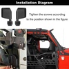 image:imageHooke Road Tube Half Door Side View Mirrors for 20072025 Jeep Wrangler JK JL amp 20202025 Gladiator JT 1 Pair Black Not for OEM Doors