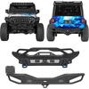 image:imageHooke Road Wrangler JL Winch Bumper Front and Rear Bumpers Set for 20182026 Jeep Wrangler JL JLU 24 Doors Tubular Bumper with Hitch Receiver LED Lights amp DringsBlack Steel