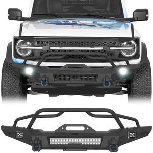 image:imageHooke Road Bronco Front Bumper wBrush Guard Bull Bar for 20212026 Ford Bronco 24 Doors Exclude Bronco Sport amp Raptor Sturdy Bumper with Winch Plate LED Lights and Drings