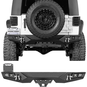 image:imageHooke Road JK Rear Bumper wLicense Plate Mount for 20072018 Jeep Wrangler JK JKU 24 Doors Offroad Sturdy Steel Back Bumper with 2 Hitch Receiver LED Lights DringsRear Bumper