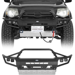 image:imageHooke Road Tacoma Front Bumper wWinch Plate for 20052011 Toyota Tacoma 2nd Gen Offroad Steel Tube Bumper with Skid Plate and 4 LED Lights