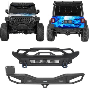 image:imageHooke Road Wrangler JL Winch Bumper Front and Rear Bumpers Set for 20182026 Jeep Wrangler JL JLU 24 Doors Tubular Bumper with Hitch Receiver LED Lights amp DringsBlack Steel